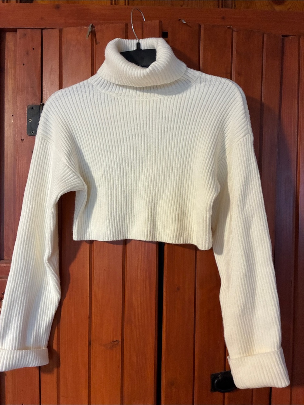 SHEIN Cropped Turtleneck Sweater - Cream sz S. RS